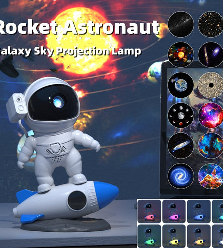 Rocket Astronaut Galaxy Starry Sky Projector Lamp Desktop